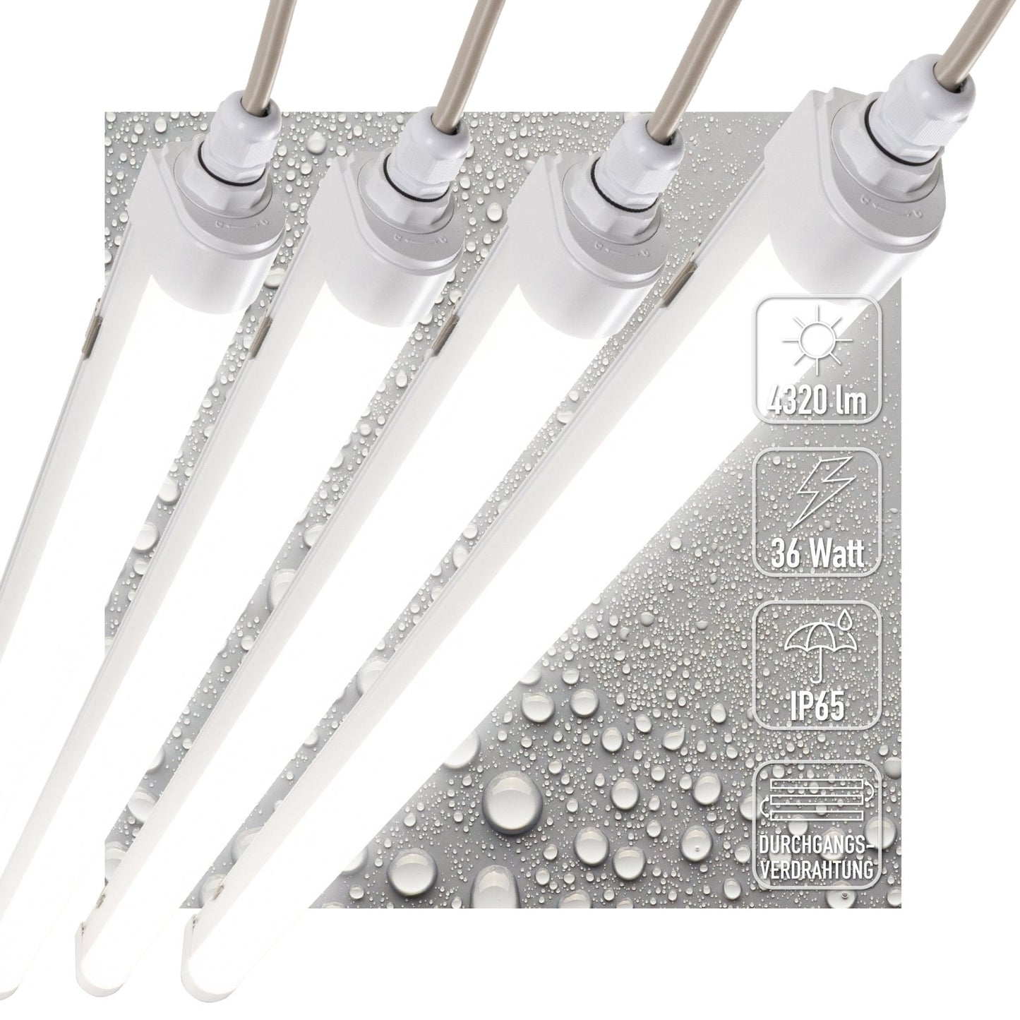 4 PACK - LED's Light LED TL lamp compleet 120 cm - Koppelbaar tot 10 lampen - Waterdicht - IP65