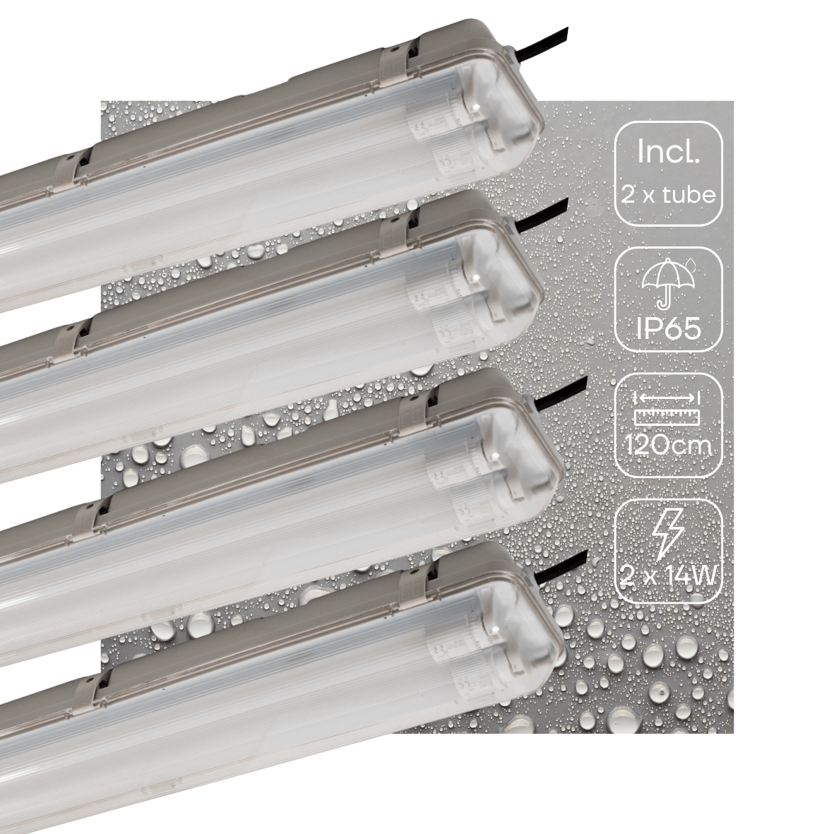 4 PACK - LED's Light LED TL licht balk met sensor 120 cm - Bewegingssensor en nachtsensor - Waterdicht - 4200 lm