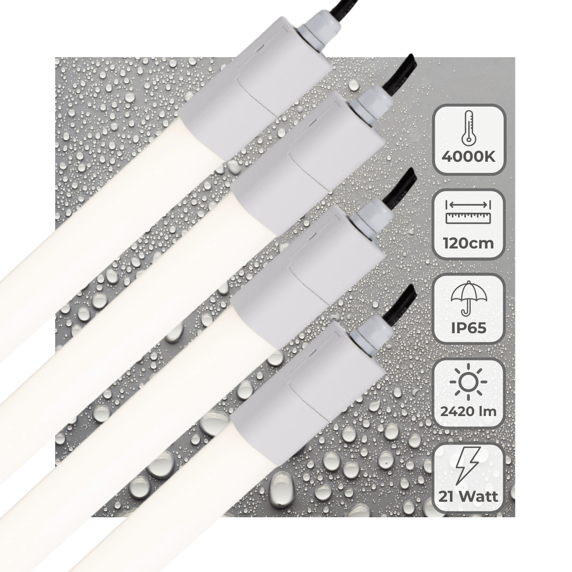 4 PACK - LED's Light LED TL verlichting compleet 120 cm - Geschikt voor buiten en binnen - 2420 lm