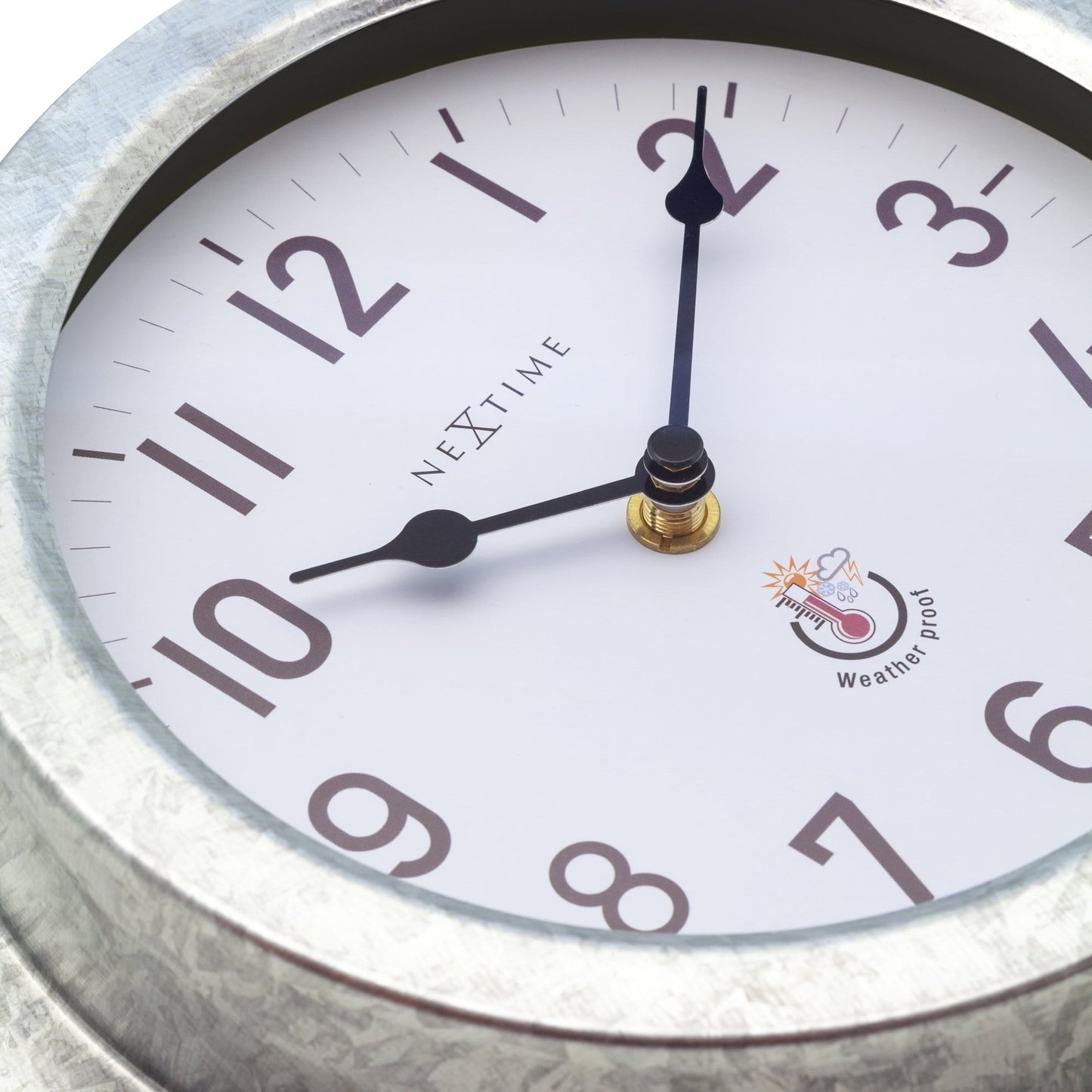 Weatherproof Outdoor Wall Clock - 22cm - Metal - Galvanized Poppy