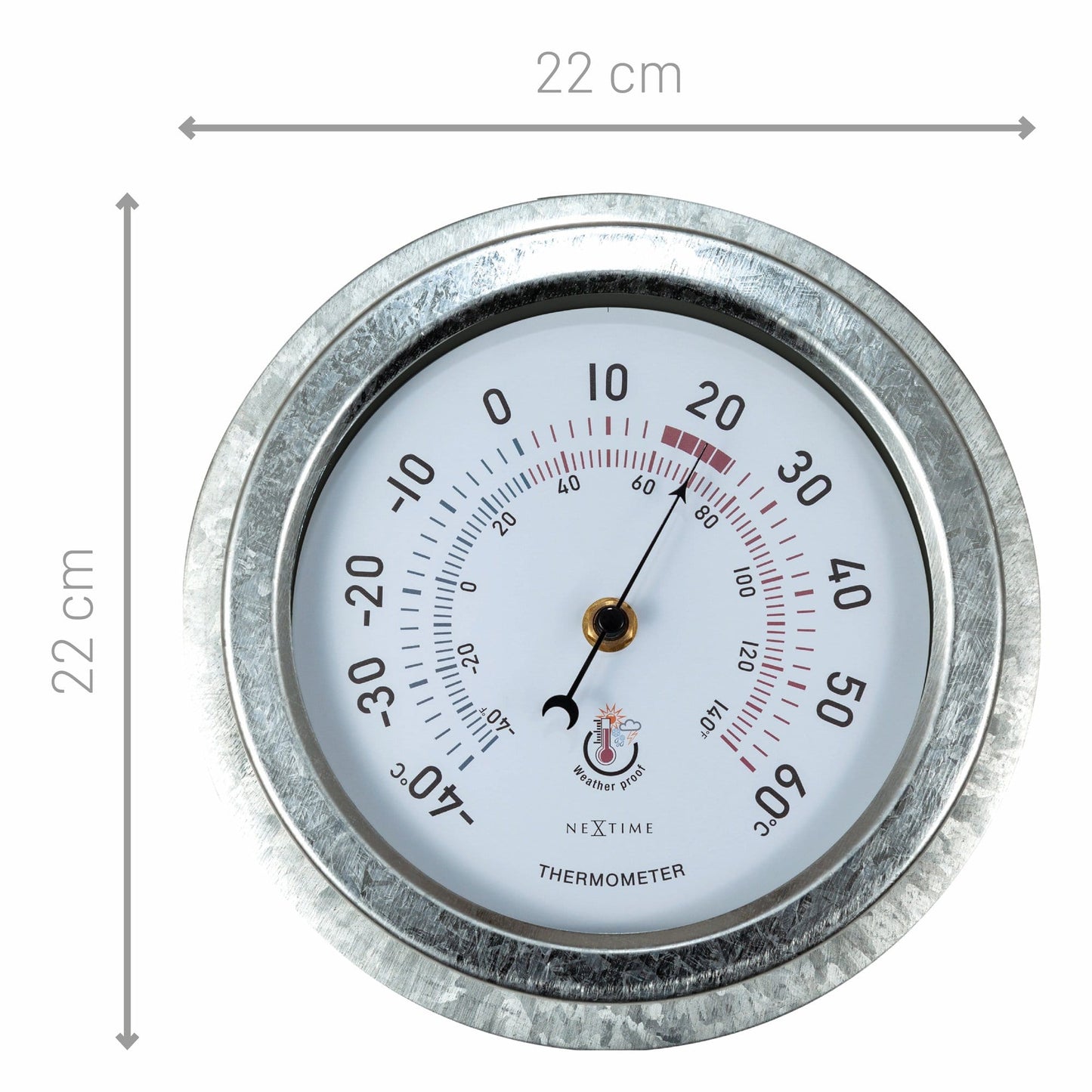 Weatherproof Thermometer - 22cm - Metal - Galvanized Lily