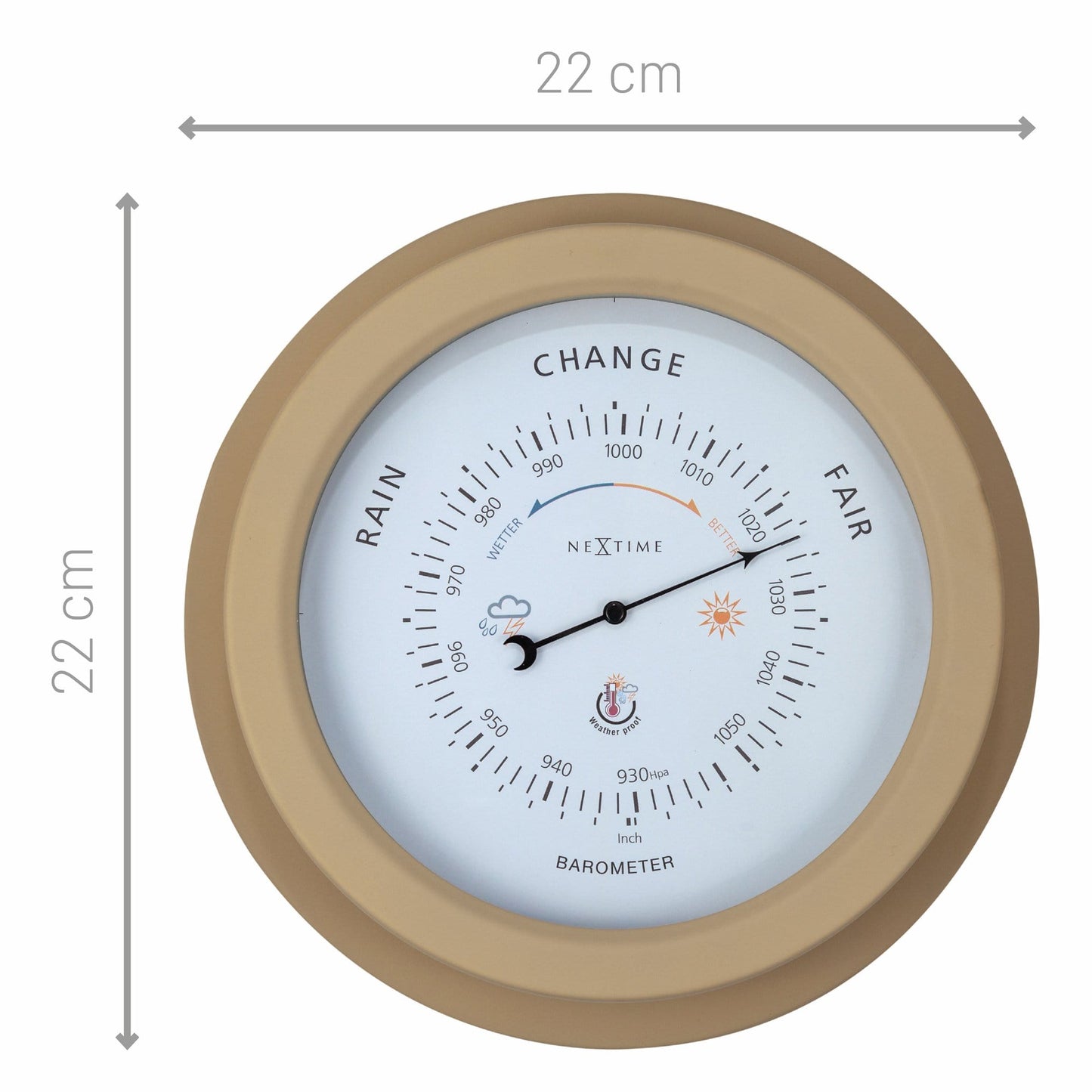 Weatherproof Barometer - 22cm - Metal - Galvanized Orchid
