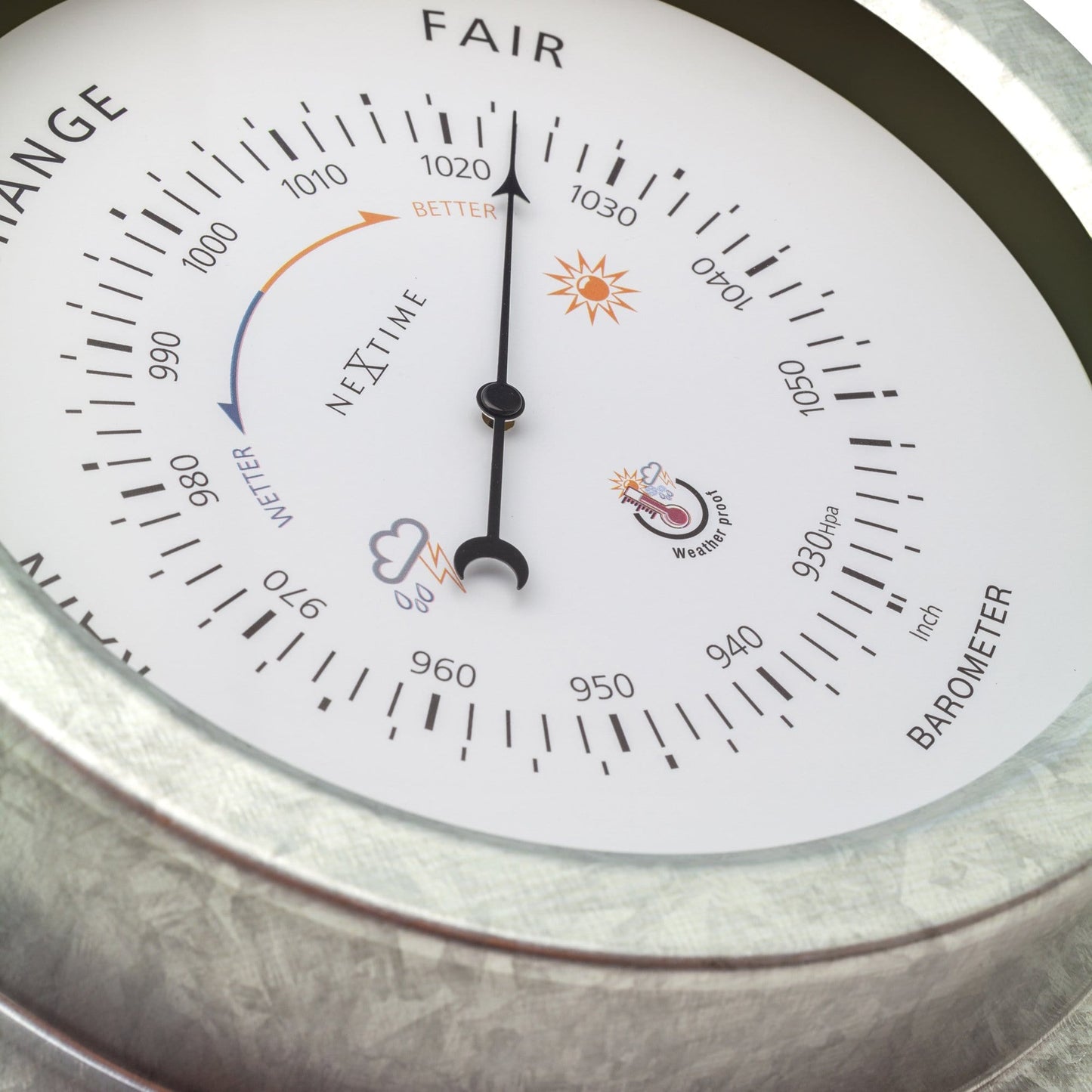 Weatherproof Barometer - 22cm - Metal - Galvanized Orchid
