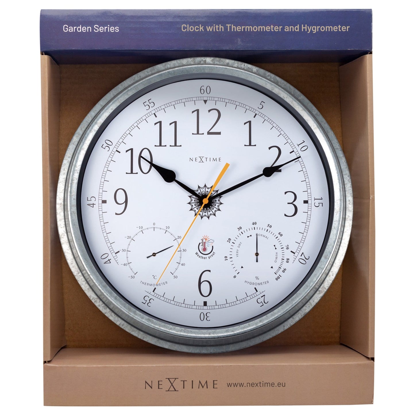 Weatherstation - Wall clock - Weatherproof - 40.5 cm - Metal - Galvanized Tulip