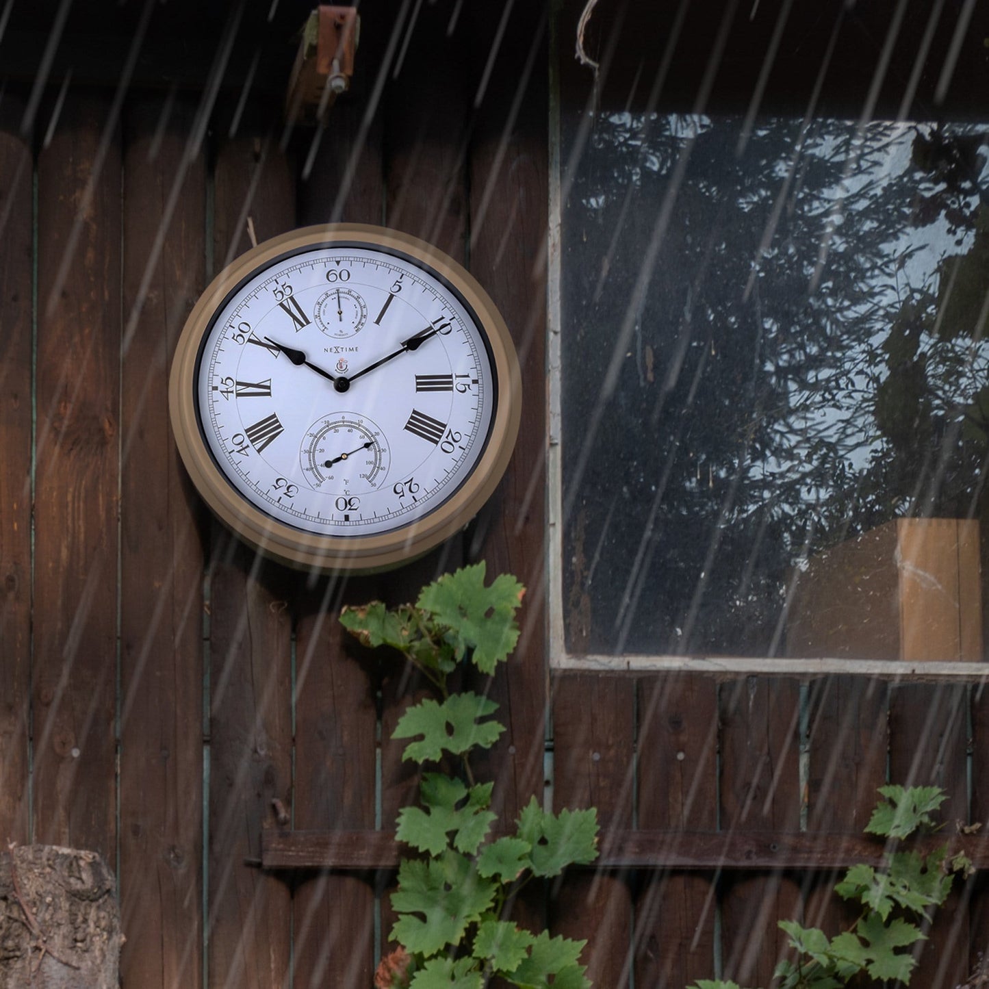 Weatherstation - Wall clock - Weatherproof - 40.5 cm - Metal - Hyacinth