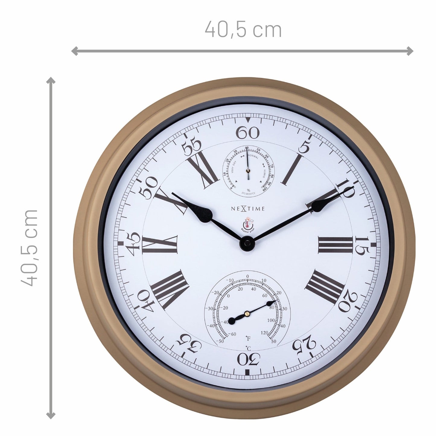 Weatherstation - Wall clock - Weatherproof - 40.5 cm - Metal - Hyacinth