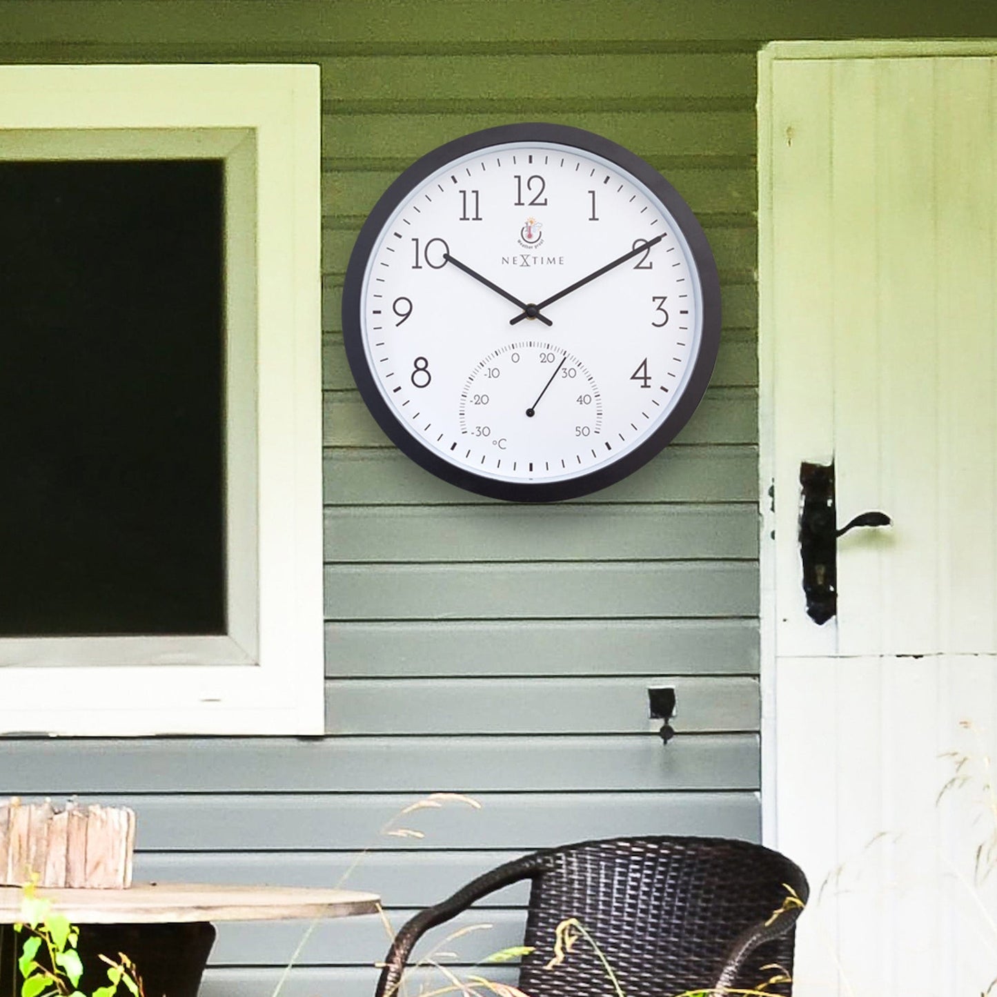 Weatherproof Outdoor clock - with thermometer - 30.5 cm and Marigold