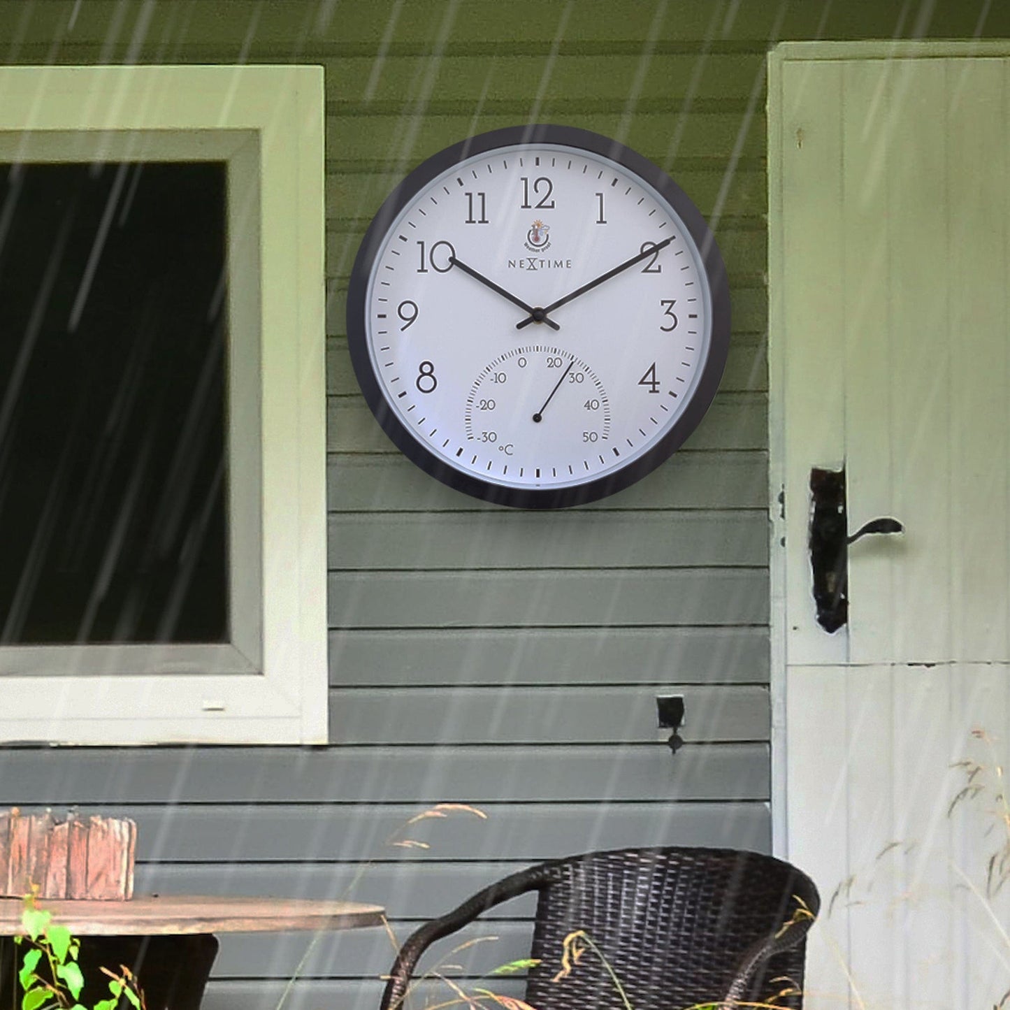 Weatherproof Outdoor clock - with thermometer - 30.5 cm and Marigold
