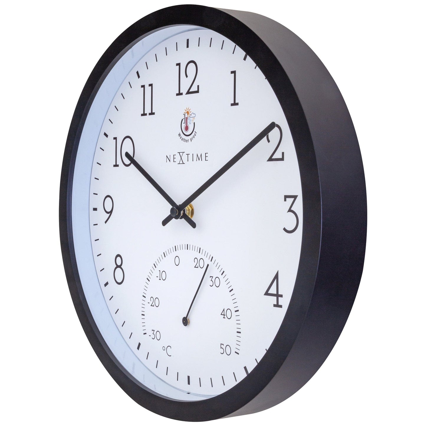 Weatherproof Outdoor clock - with thermometer - 30.5 cm and Marigold