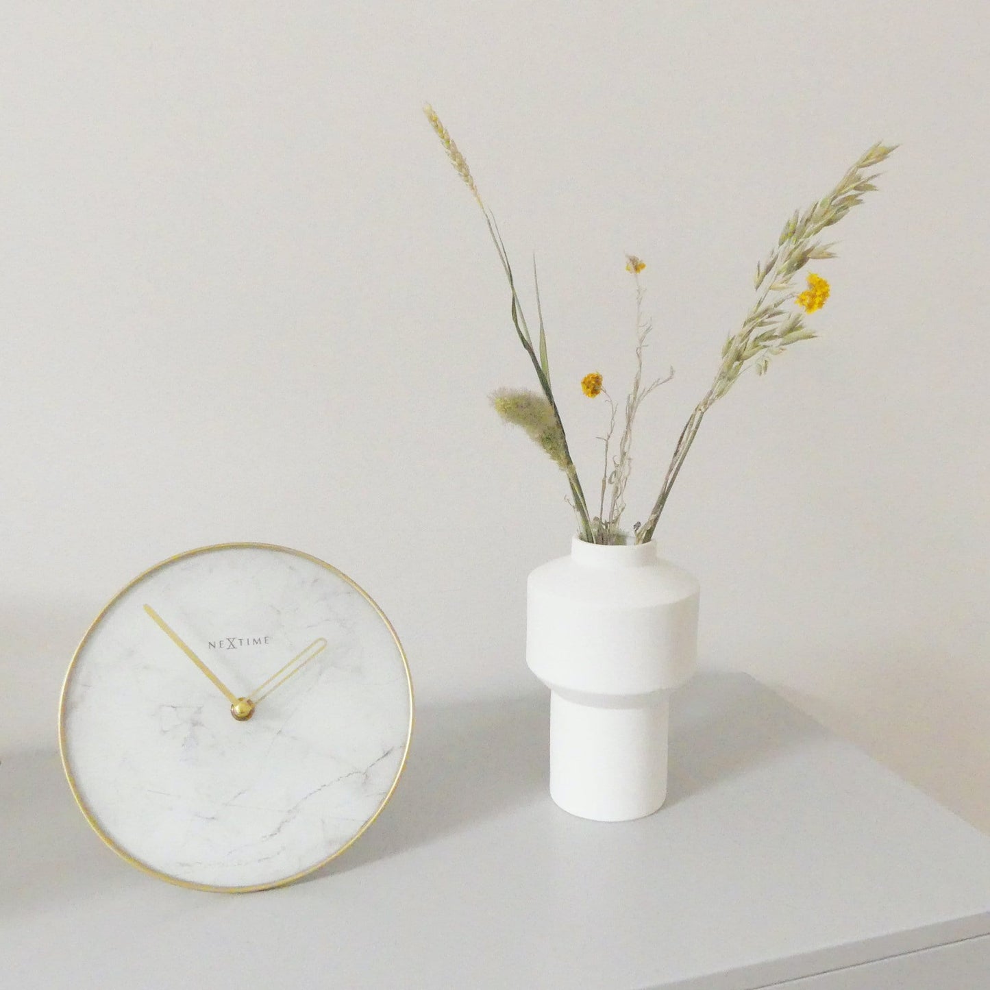 Table / Wall clock - 20 cm - Glass / Metal - 'Marble'