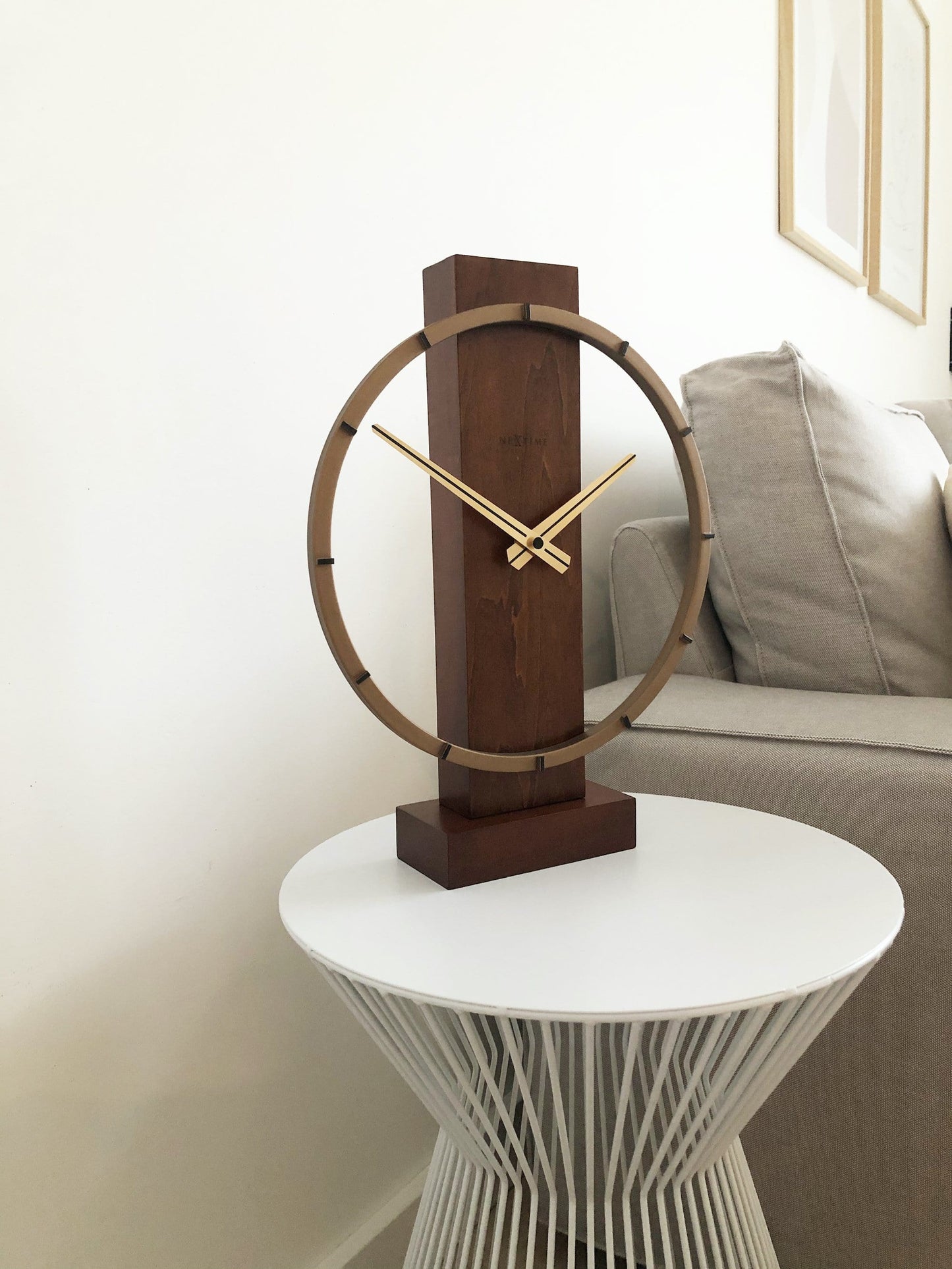 Table / Wall clock - 34 x 27 cm - Wood/Steel - 'Carl Small'