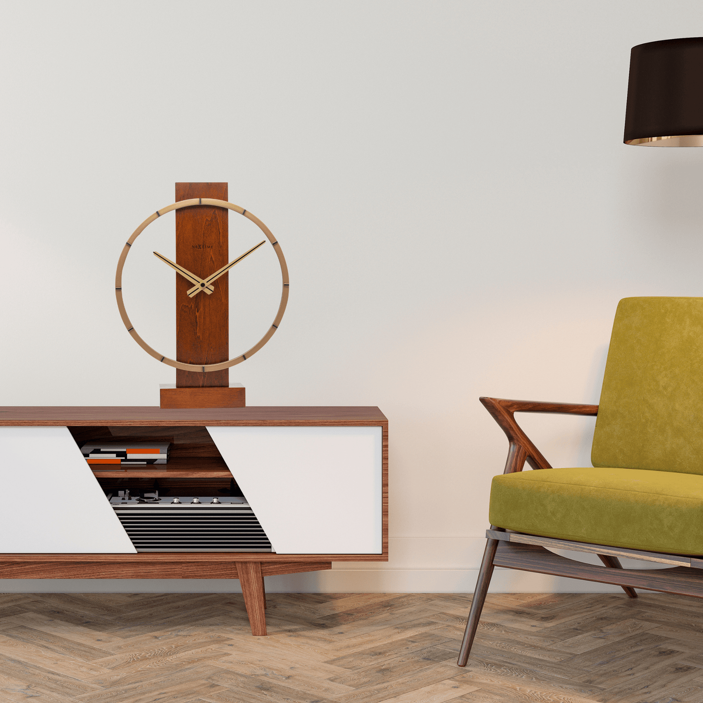 Table / Wall clock - 34 x 27 cm - Wood/Steel - 'Carl Small'