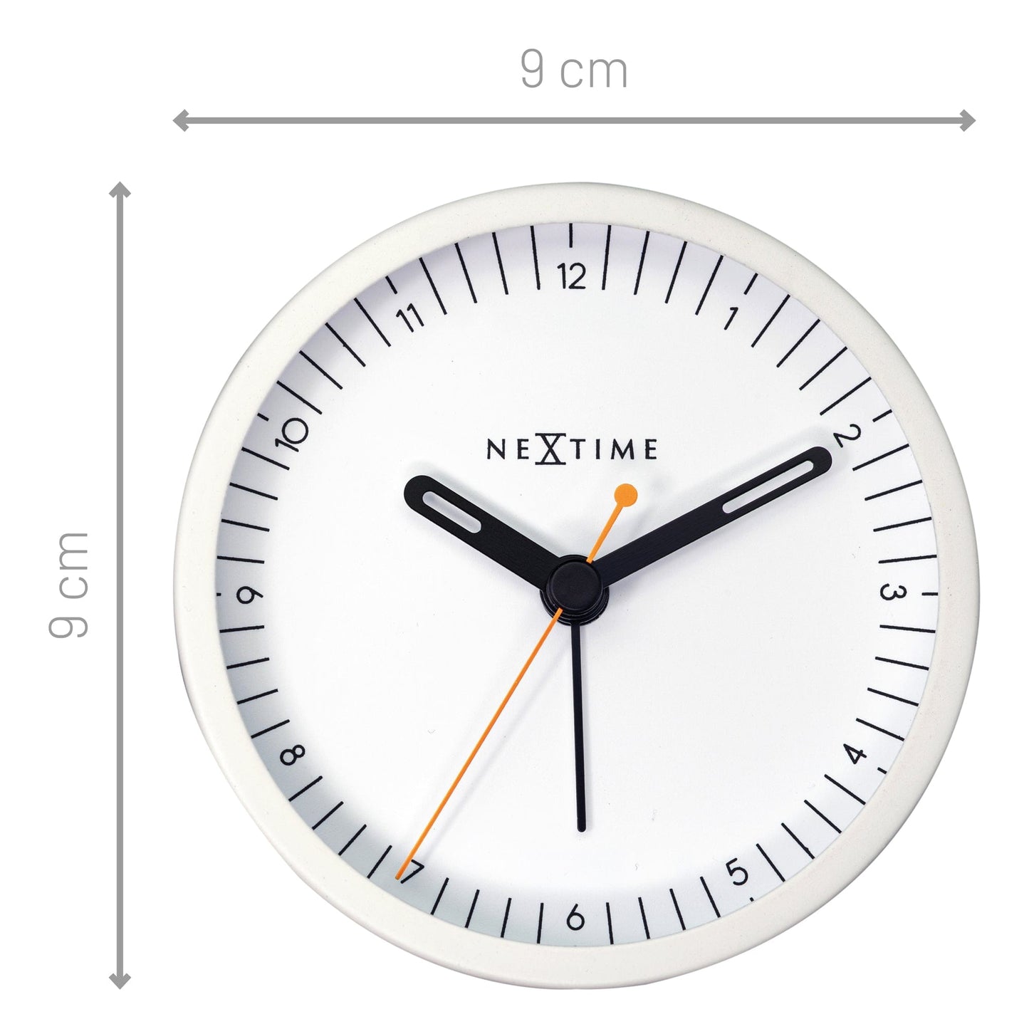 Table Alarm Clock 9x9x7.5cm - Silent - Light function /Metal "Small"