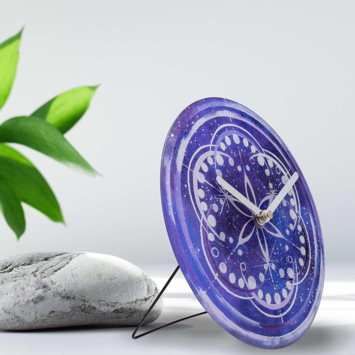 Table/Wall clock 20cm - Silent - Indigo - Tempered Glass - "Cosmo Table"