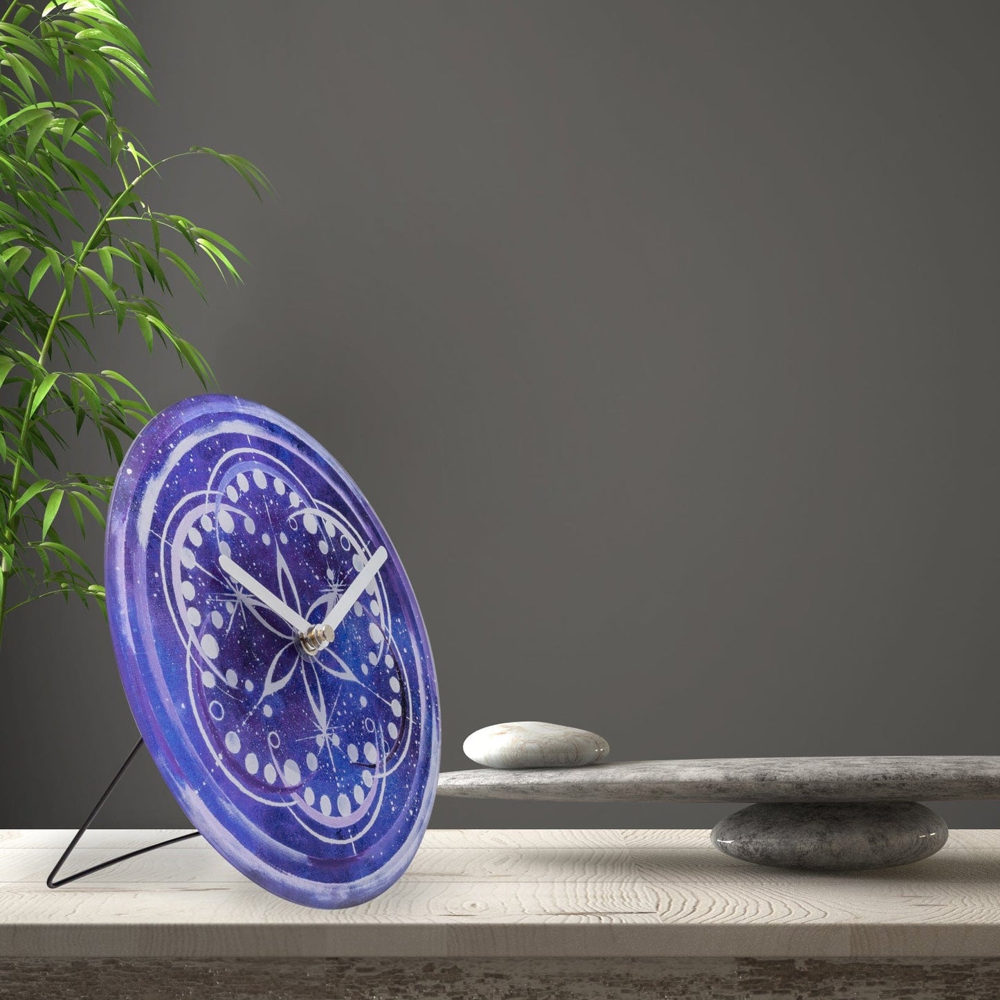 Table/Wall clock 20cm - Silent - Indigo - Tempered Glass - "Cosmo Table"