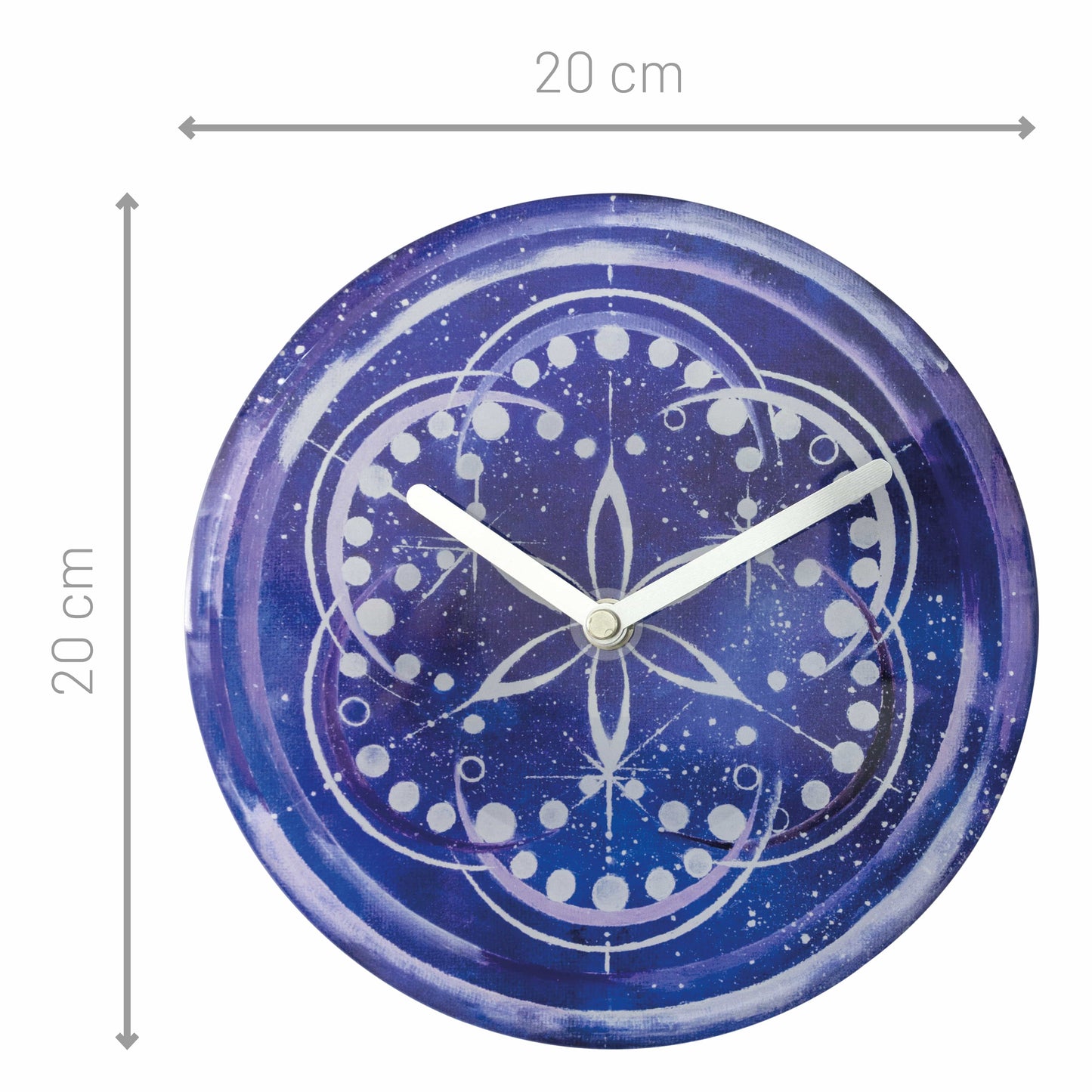 Table/Wall clock 20cm - Silent - Indigo - Tempered Glass - "Cosmo Table"