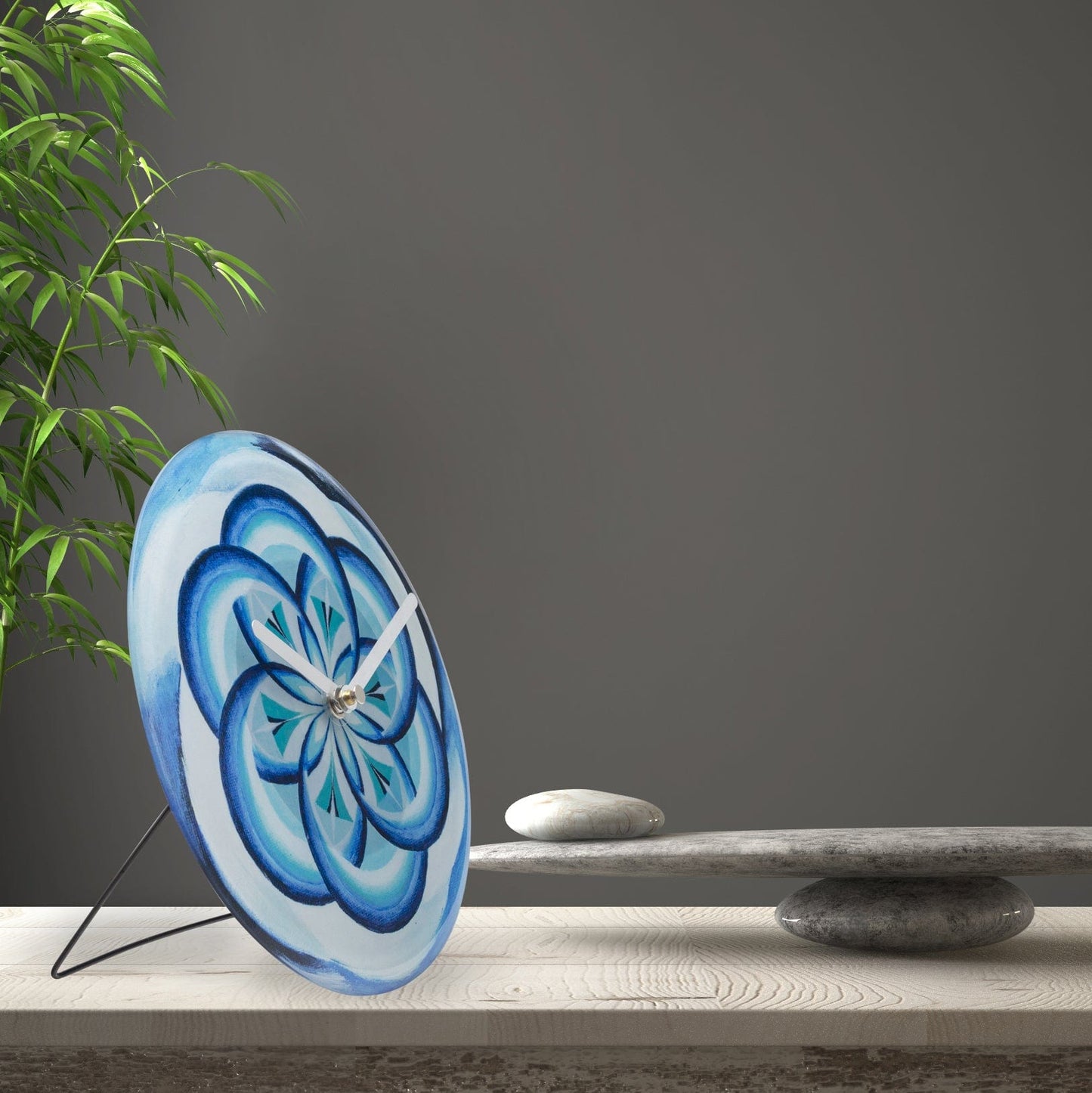 Table/Wall clock 20cm - Silent - Blue - Tempered Glass - "Cosmo Table"