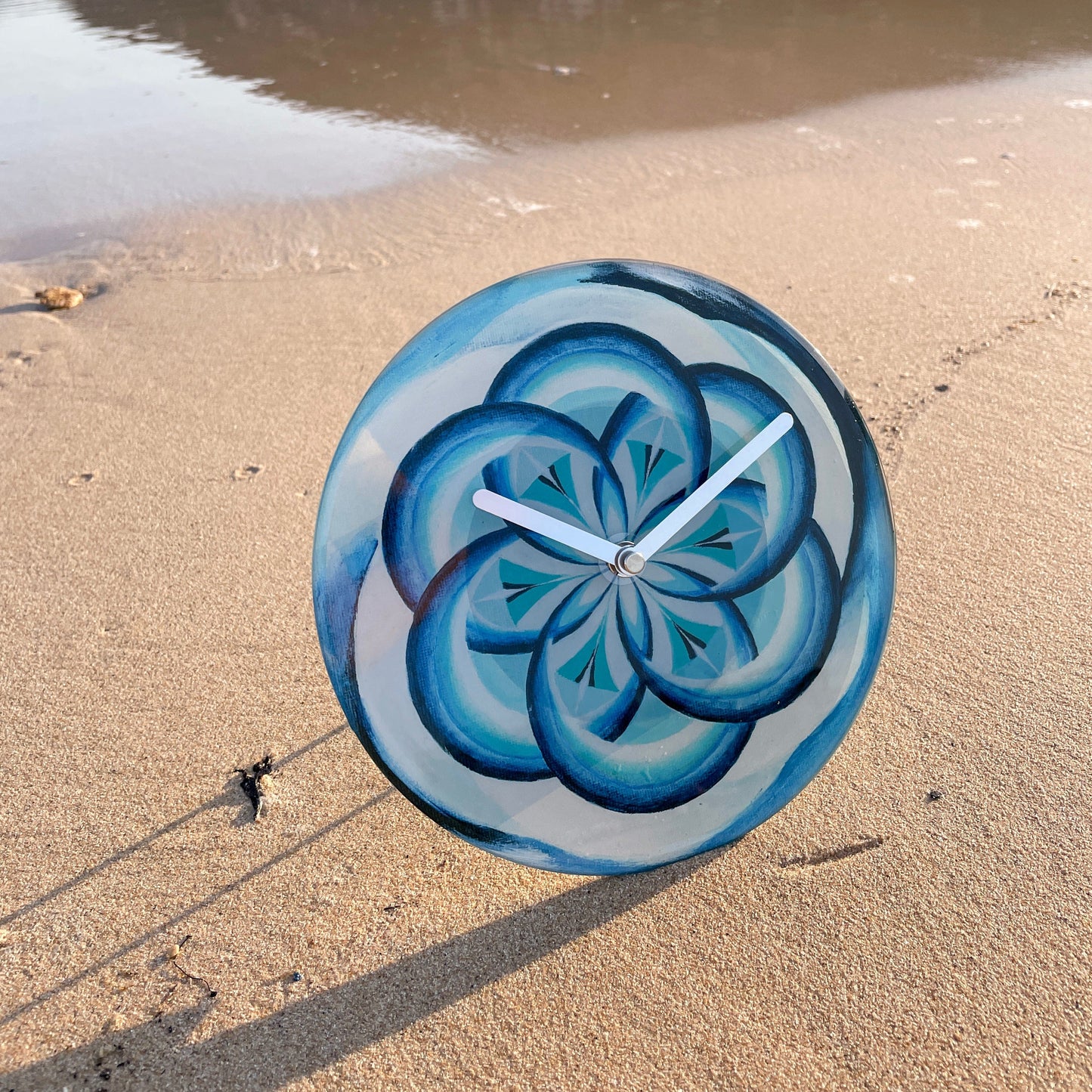 Table/Wall clock 20cm - Silent - Blue - Tempered Glass - "Cosmo Table"
