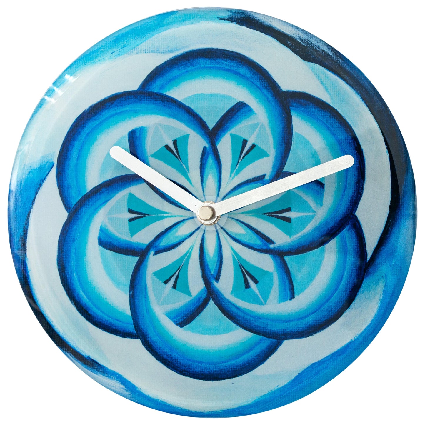 Table/Wall clock 20cm - Silent - Blue - Tempered Glass - "Cosmo Table"