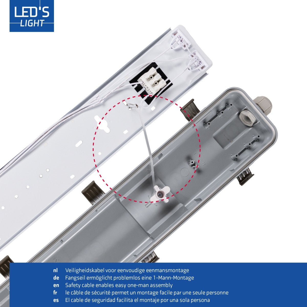 LED's Light Dubbele LED TL lamp 60 cm - compleet met LED buizen - Binnen en buiten - 2200 lm - 2x6W - 4000K