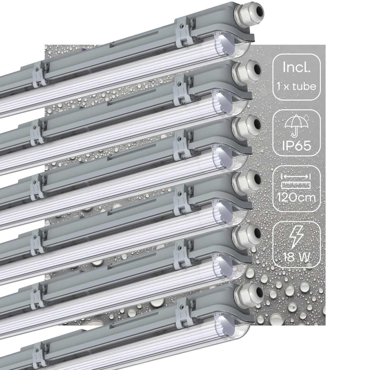 6 PACK - LED's Light LED TL armatuur met lamp 120 cm - Koud wit licht 6500 K - Waterdicht - Complete set