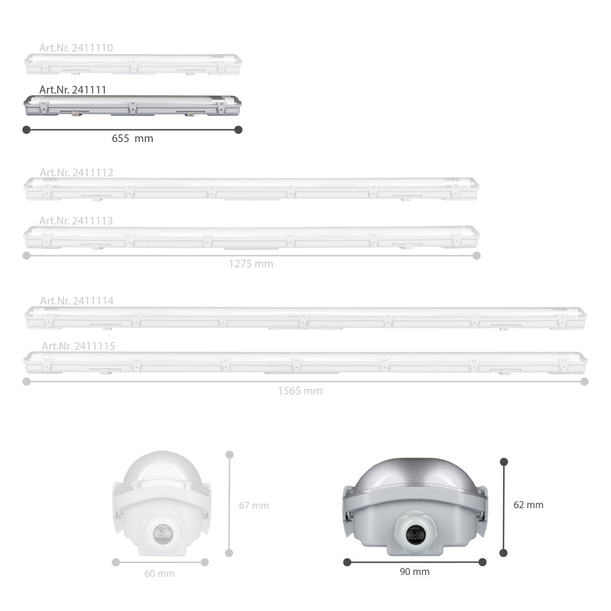 2 PACK - LED's Light LED TL dubbel armatuur 60 cm - Compleet met 2 LED TL buizen 60 cm - 2160lm