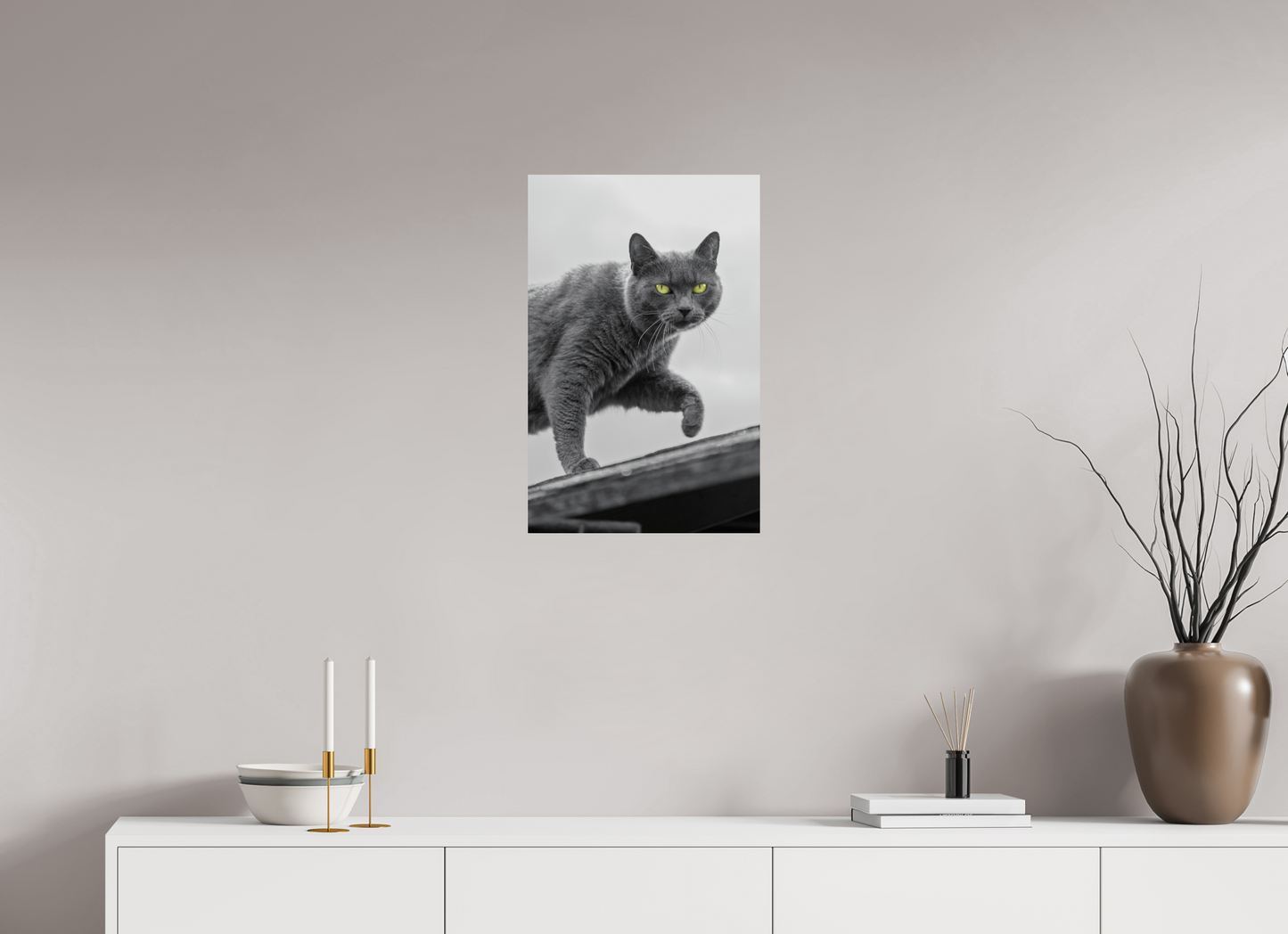 Grijze Kat Print | Kleurenspat Wanddecoratie Foto (Print On Fuji Crystal DP II)