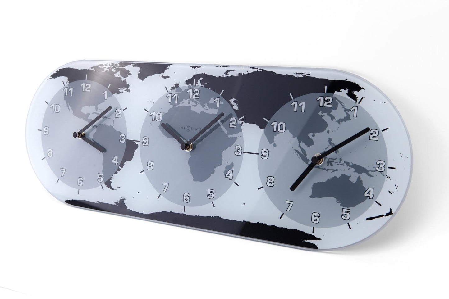 Wall clock - 50 x 18.6 x 3.6 cm - Glass - World time clock- 'Mondial'