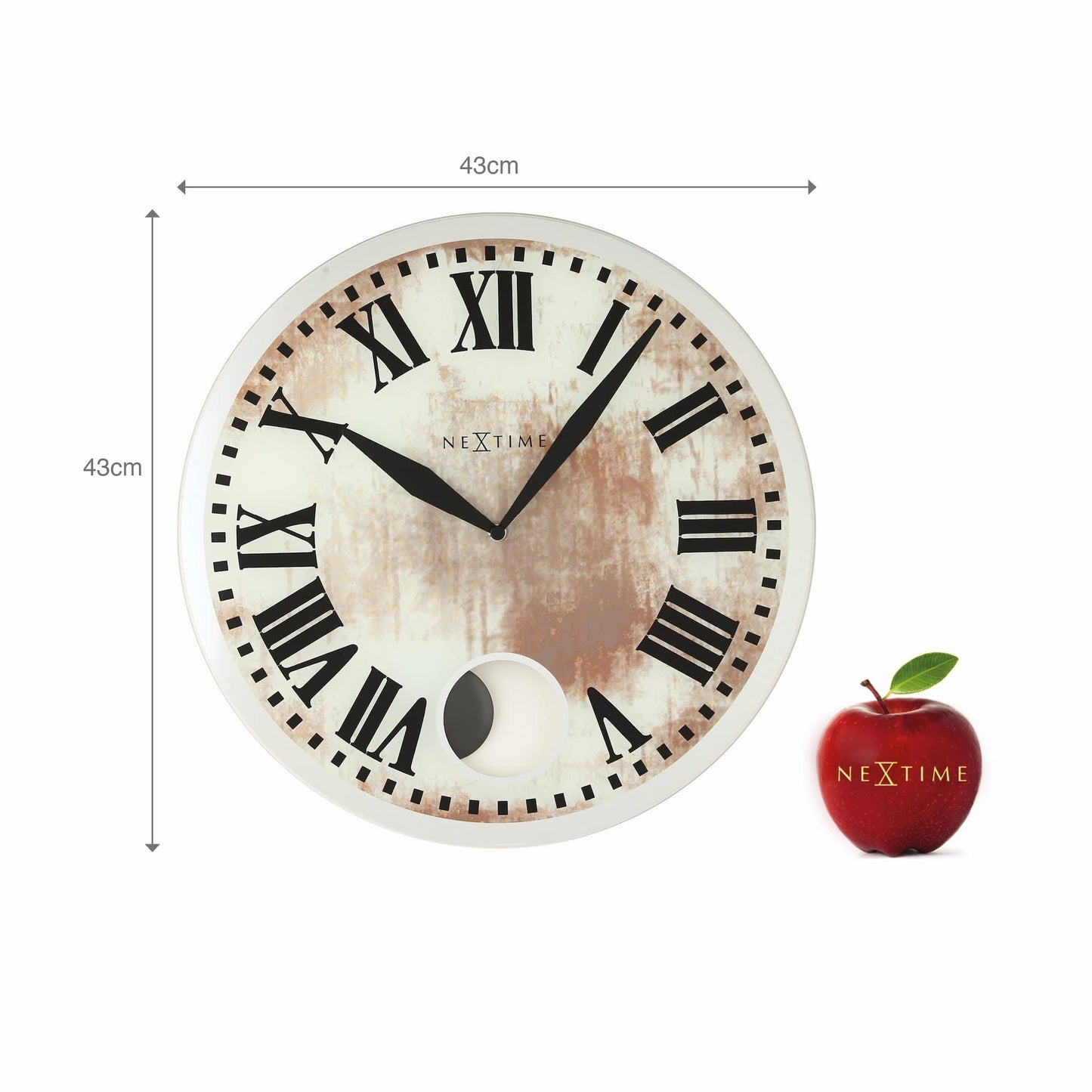 Wall clock - 43 x 4.2 cm - Glass - 'Romana'
