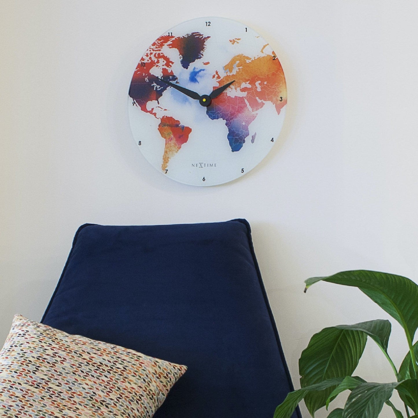 Wall clock - 43 cm - Glass - 'Colorful World'