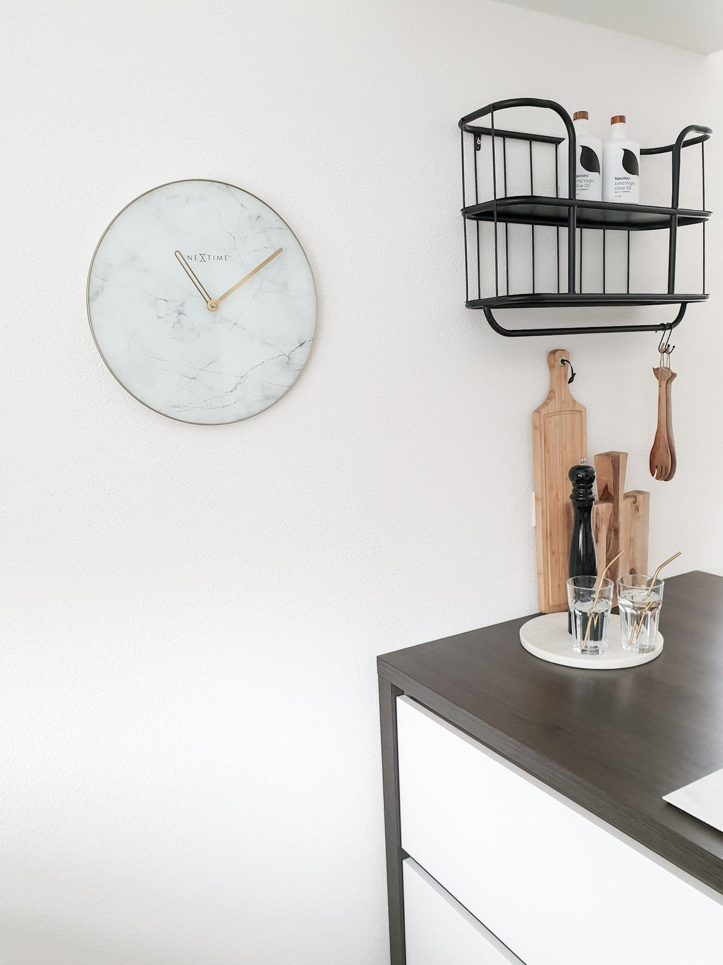 Wall clock - 40 cm - Glass / Metal - 'Marble'