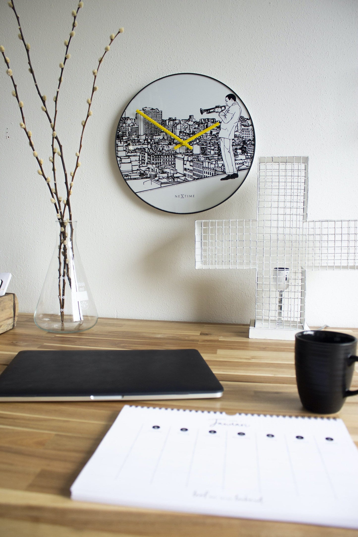 Wall clock - 40 cm - Glass / Metal - Trumpet City