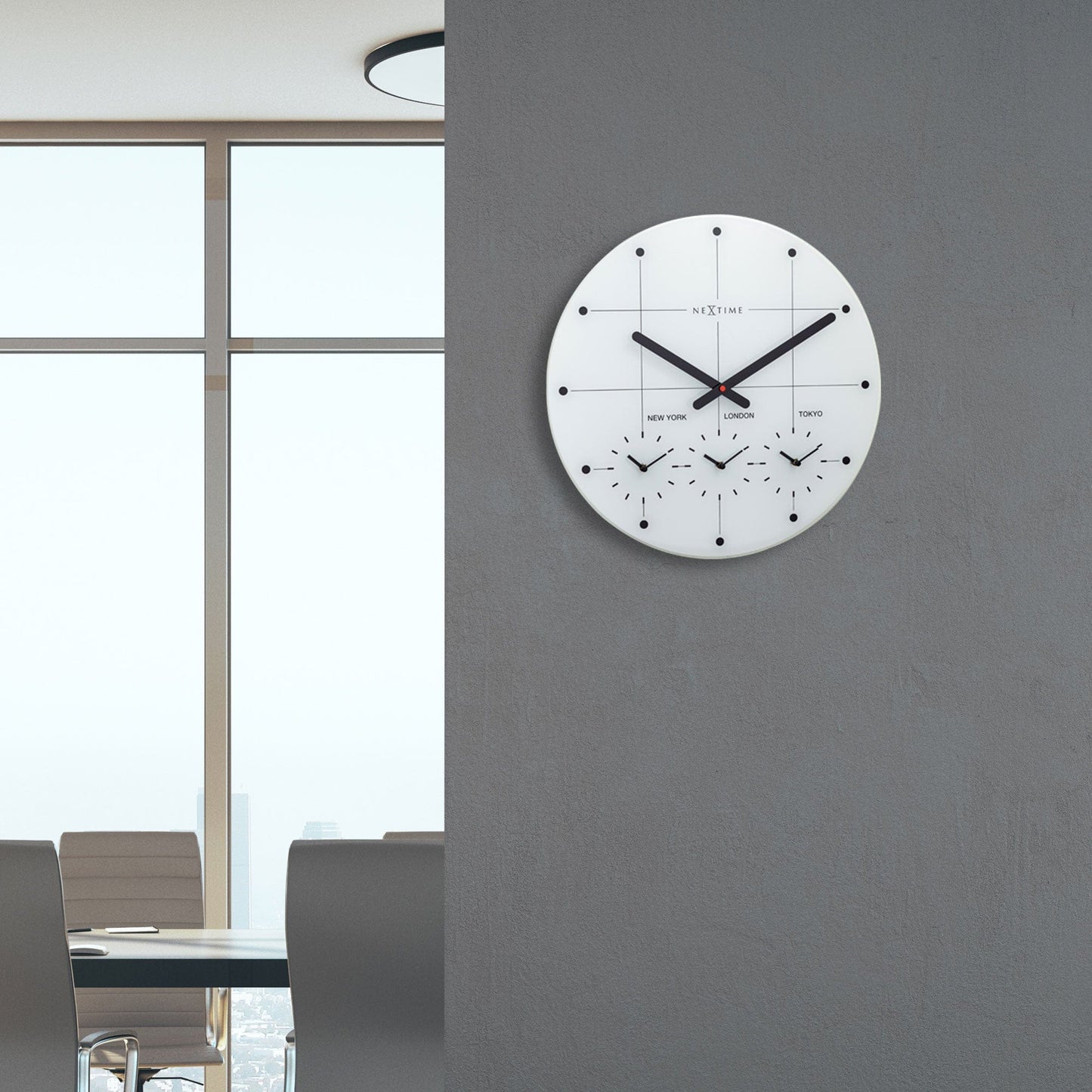 Wall Clock 43cm - Silent - Glass - "Big City"