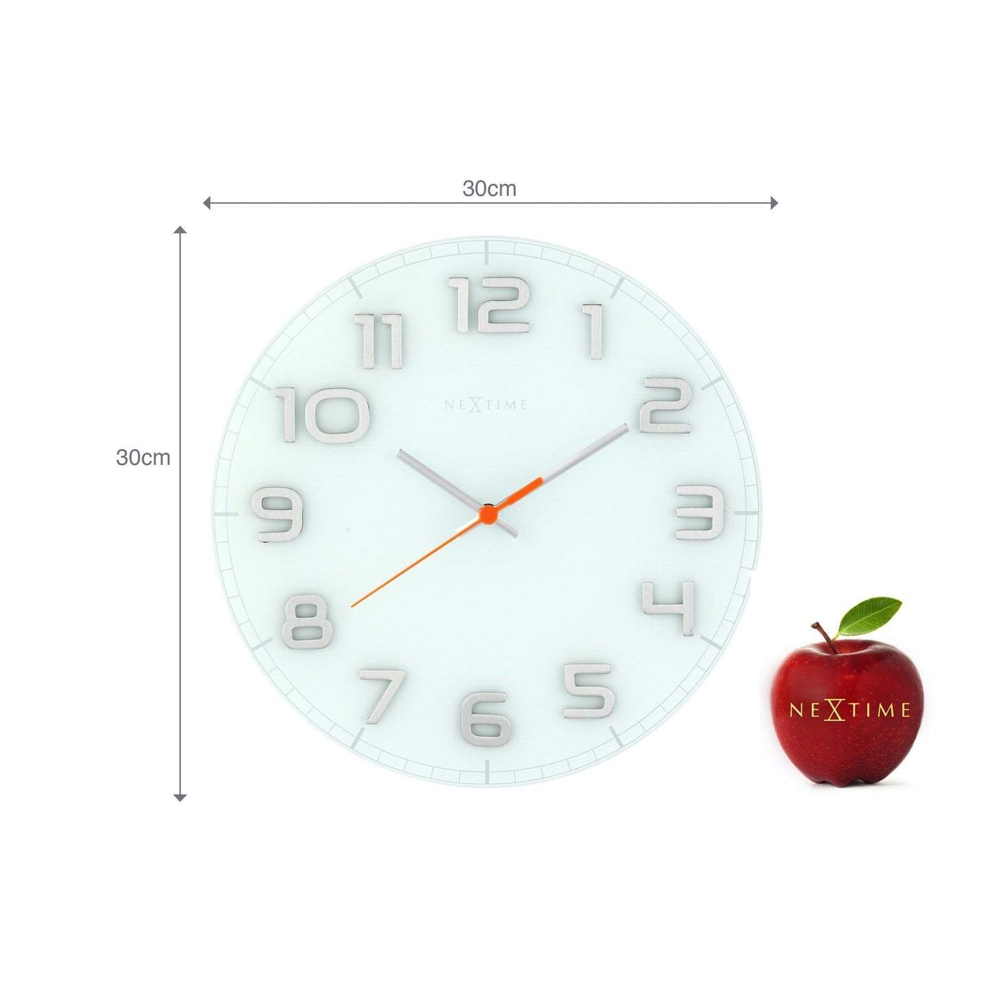 Wall clock - 30 x 3.5 cm - Glass - 'Classy Round'