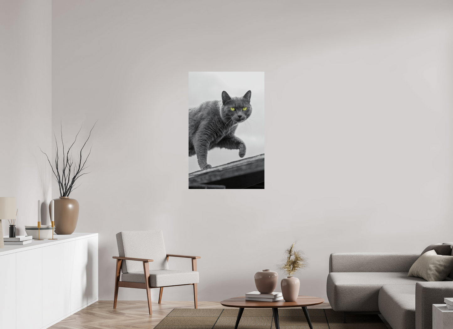 Grijze Kat Print | Kleurenspat Wanddecoratie Foto (Print On Fuji Crystal DP II)