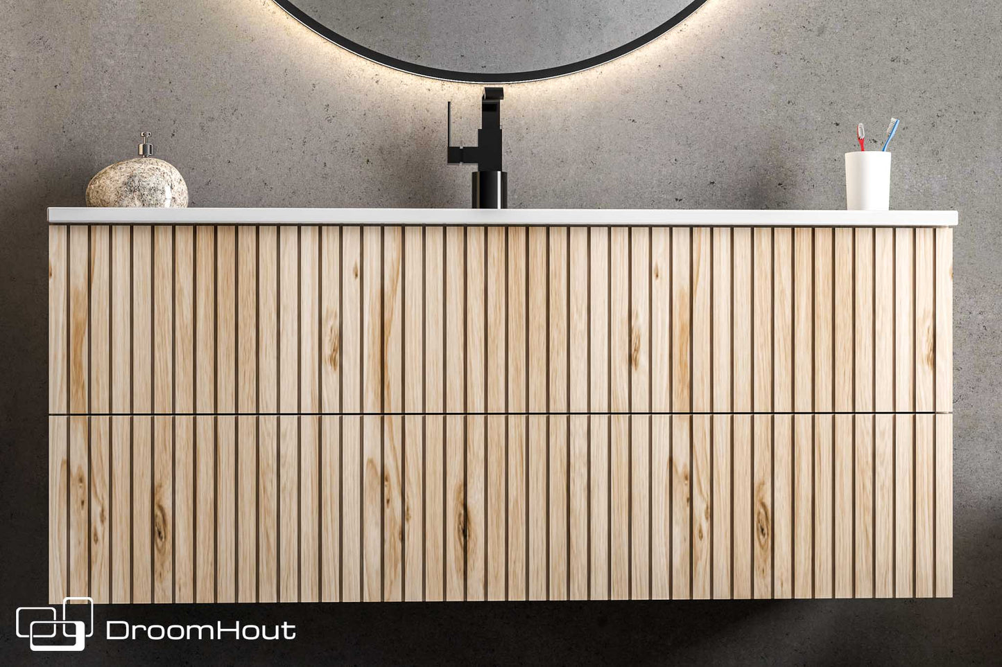 Badkamermeubel DroomHout Wave 80 cm - showroommodel
