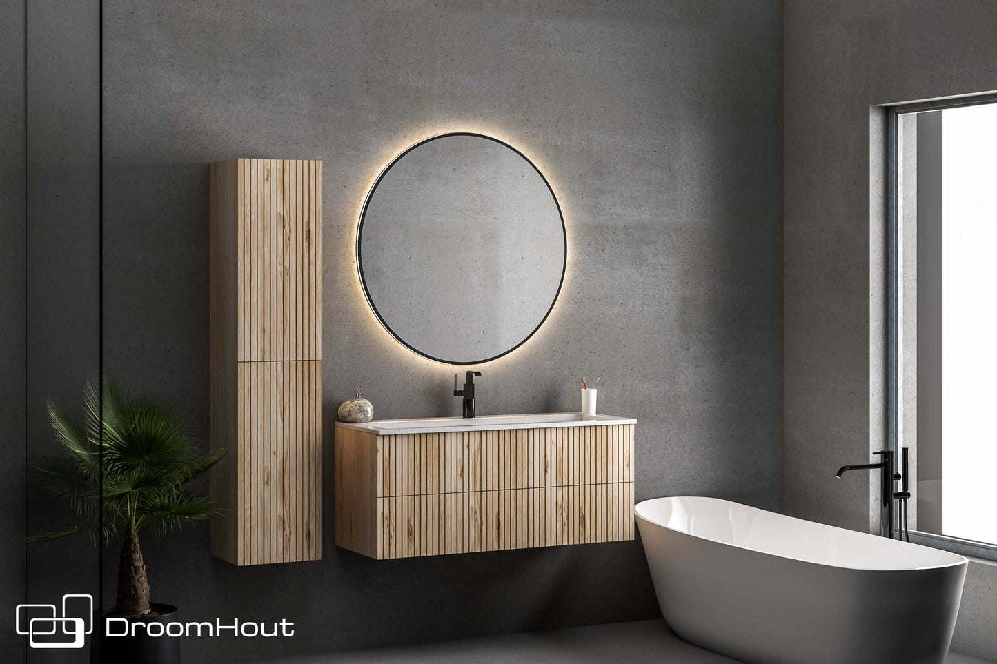 Badkamermeubel DroomHout Wave 80 cm - showroommodel