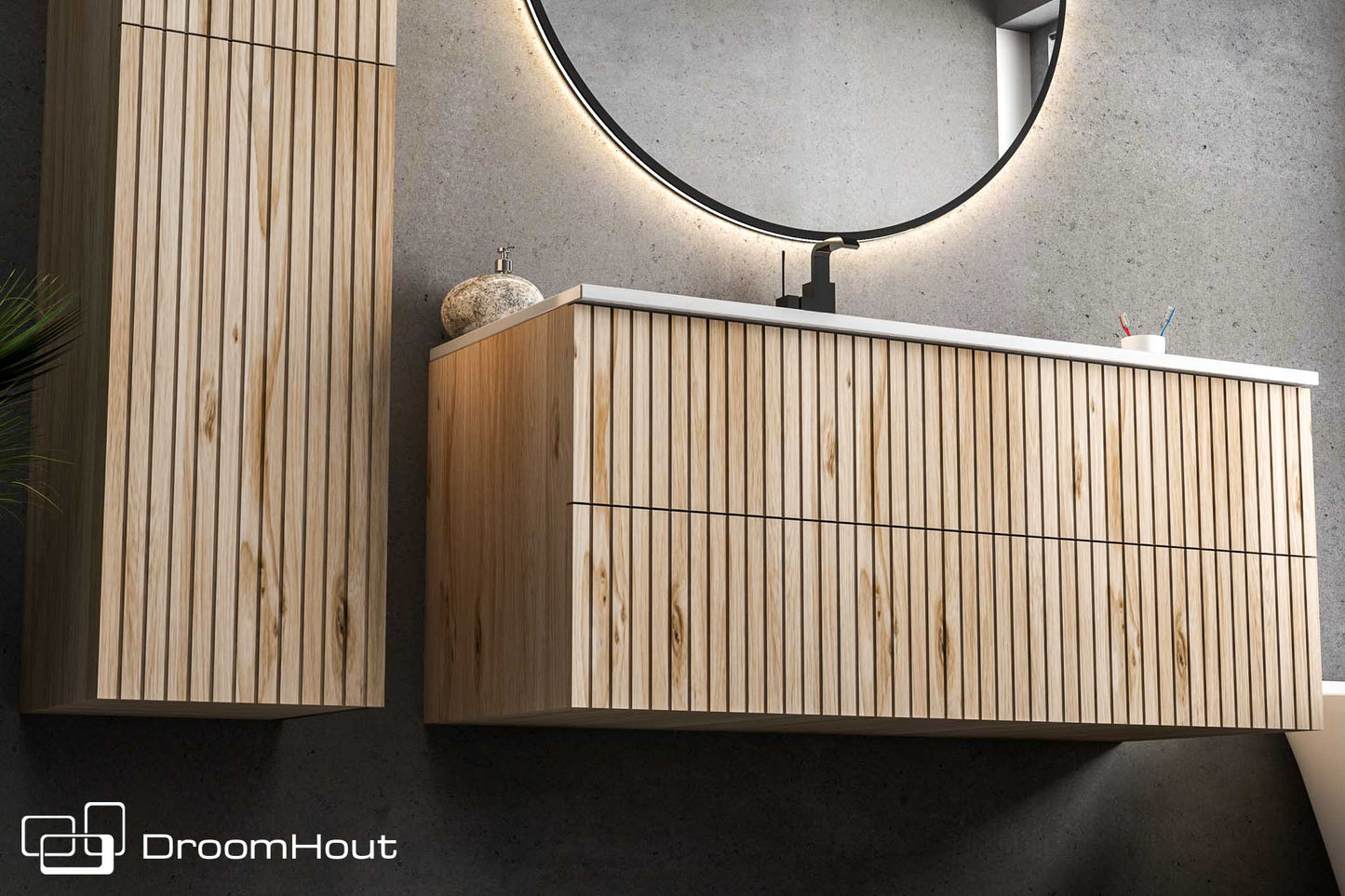 Badkamermeubel DroomHout Wave 80 cm - showroommodel