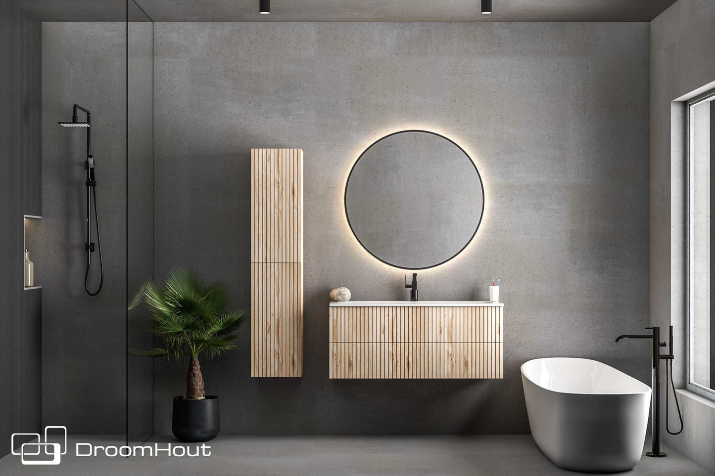 Badkamermeubel DroomHout Wave 80 cm - showroommodel