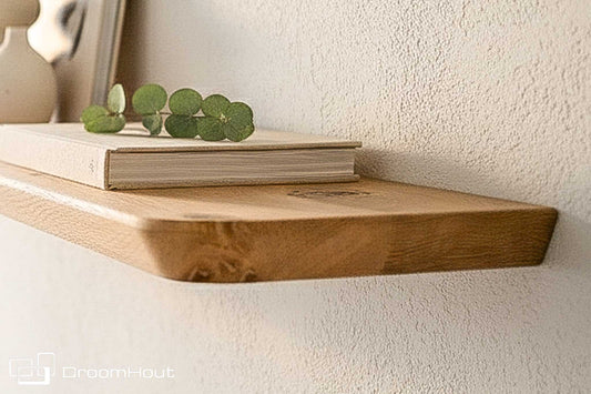 Houten wandplank (facet rand, ronde hoek)