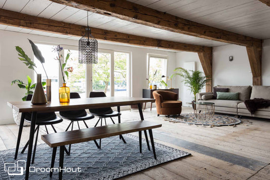 Eettafel noten Dutchbone Alagon (ook met eetkamerbank)