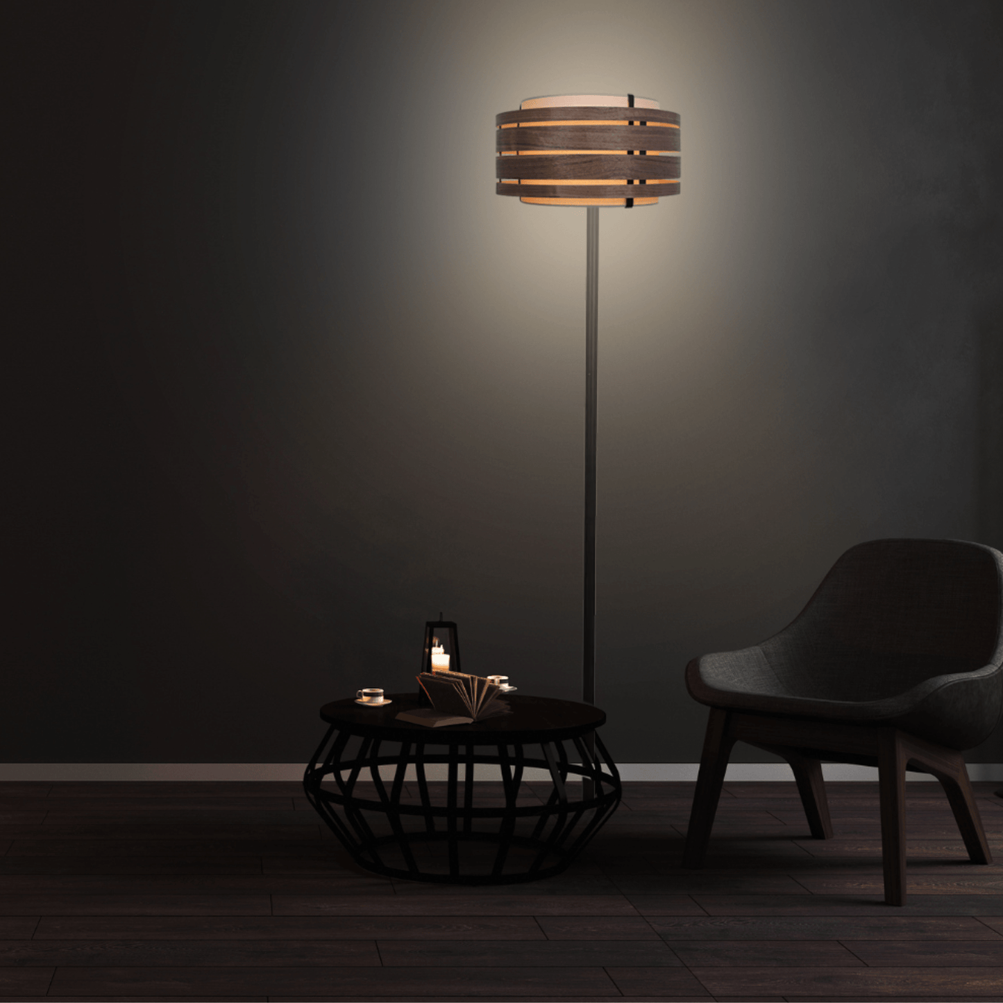 Floor Lamp Stand (Universal E27) 157x35 cm -Metal-Black "Beam"