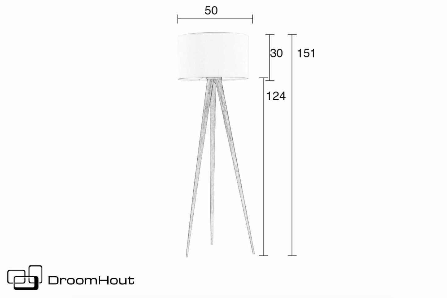 Vloerlamp Zuiver Tripod Wood - showroommodel