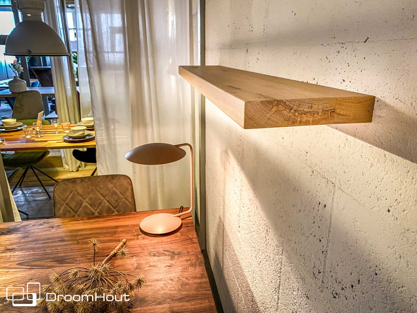 Houten wandplank  (rechte rand, rechte hoek)
