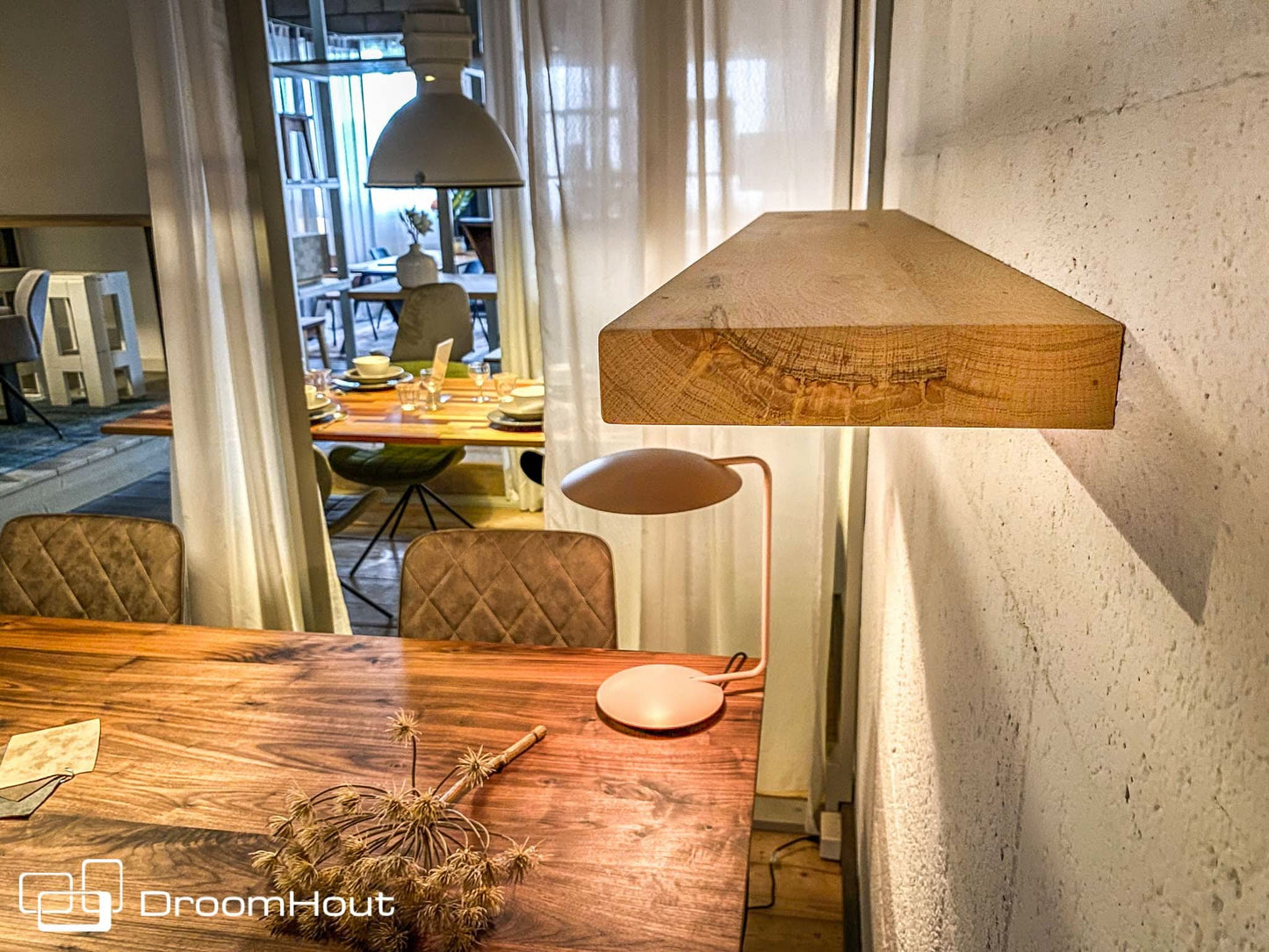 Houten wandplank  (rechte rand, rechte hoek)