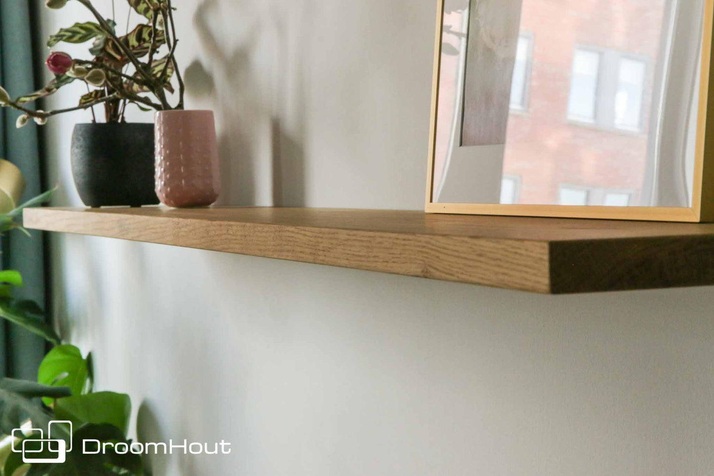 Houten wandplank  (rechte rand, rechte hoek)