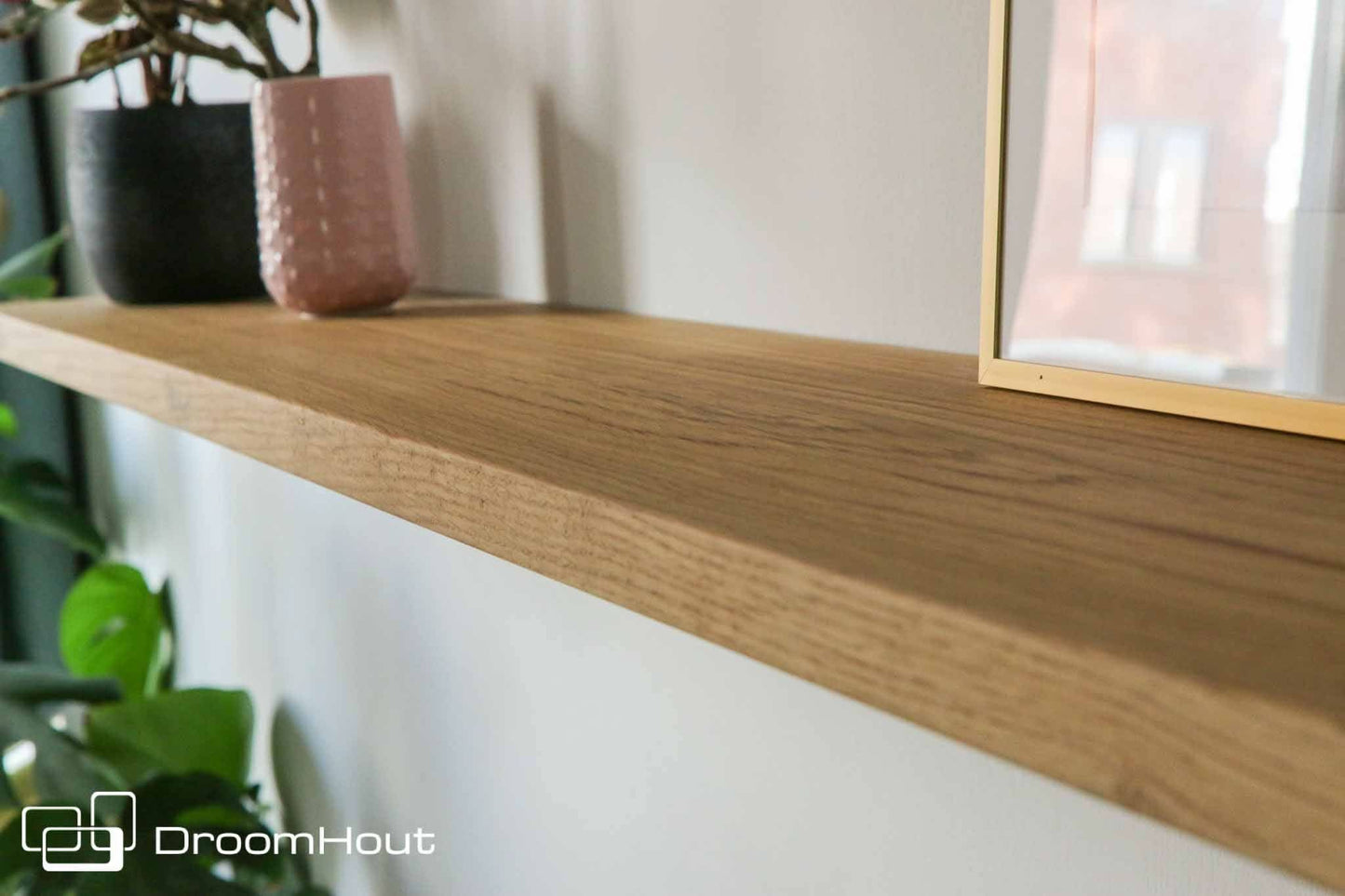 Houten wandplank  (rechte rand, rechte hoek)
