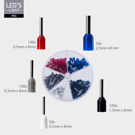 Adelhulzen assortiment set - 5 maten van 0.5mm² tot 2.5mm² - 400 stuks