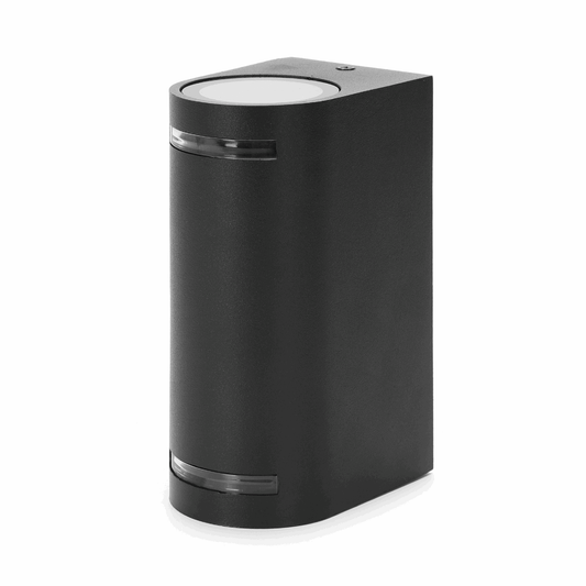 Buitenlamp rond zwart | dubbele GU10 lampvoet voor twee spots | waterdicht IP54