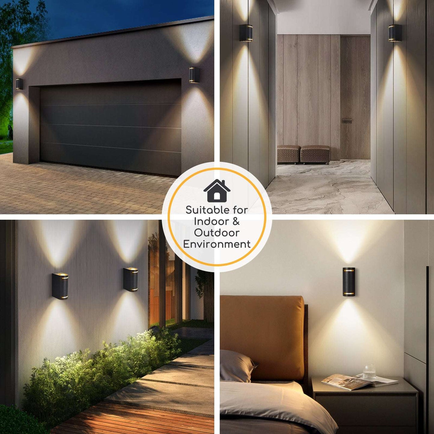 Buitenlamp rond zwart | dubbele GU10 lampvoet voor twee spots | waterdicht IP54